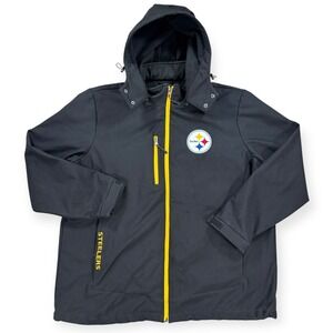 Pittsburgh Steelers Jacket Men's 2XL Black Hooded Fleece Lined 3 Layer Softshell